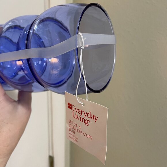 Everyday Living Set of 4 Stemless Cups - Blue NWT MUST BE BUNDLED - Picture 3 of 7